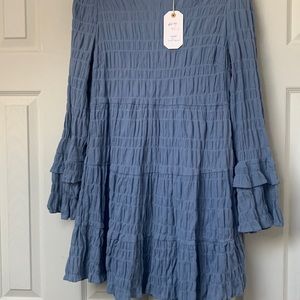 LoveRiche‎ Cotton Gauge Ruffle Dress, Size L. Long sleeves.NWT